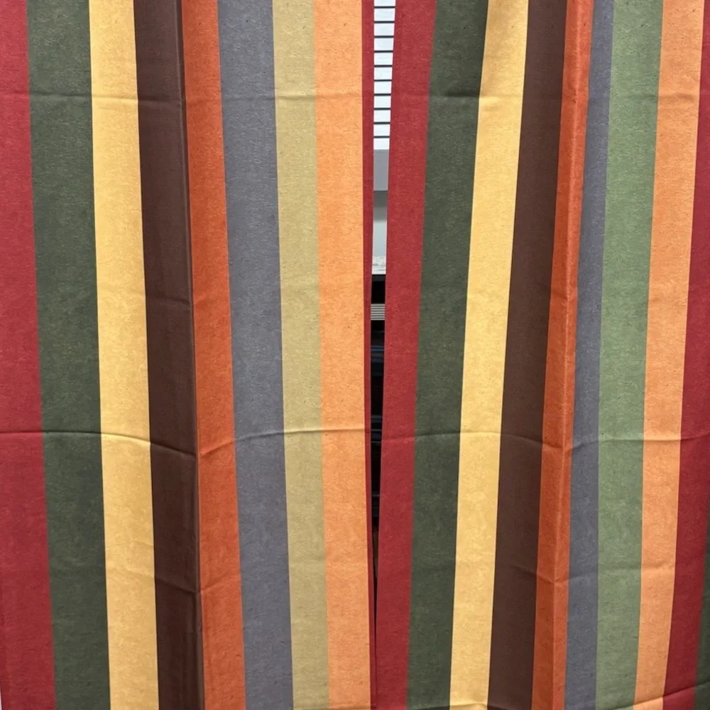 Folk N Funky Autumn Stripe Curtain Pair 2 Panels 20x62